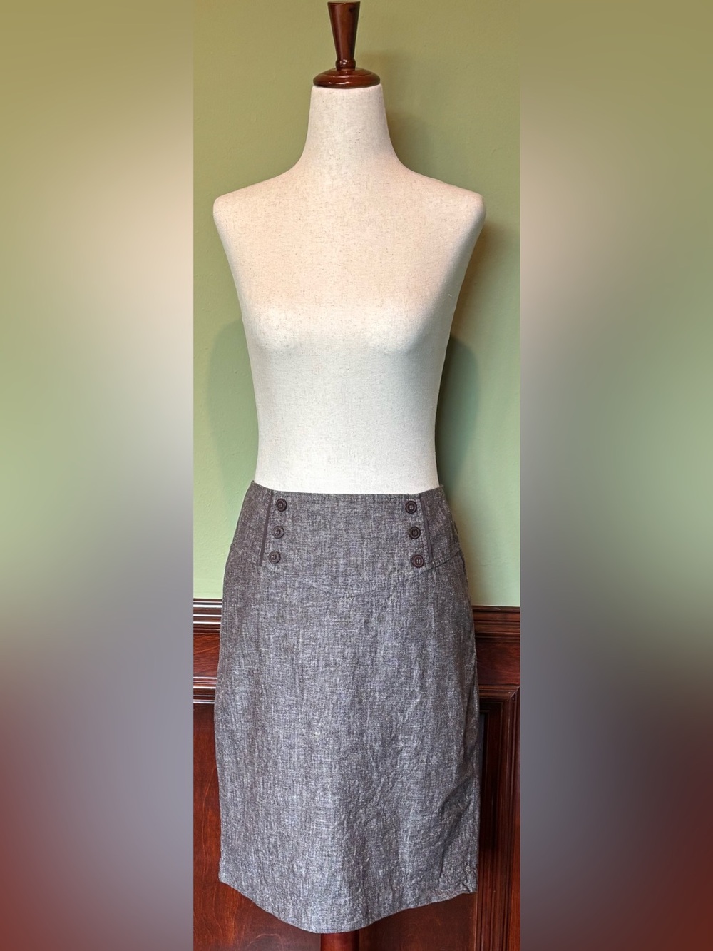 AGB brown linen pencil skirt